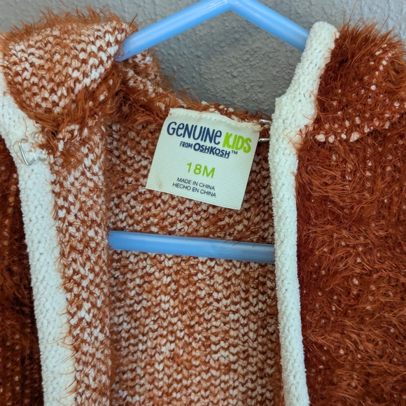 Cozy Rust  Brown Fuzzy Baby  Deer Jacket 18 M - Picture 5 of 6
